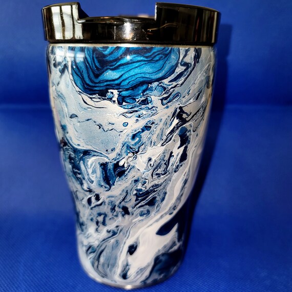 Blue and White Swirl - Cowboys inspired 12 oz Coffee Tumbler