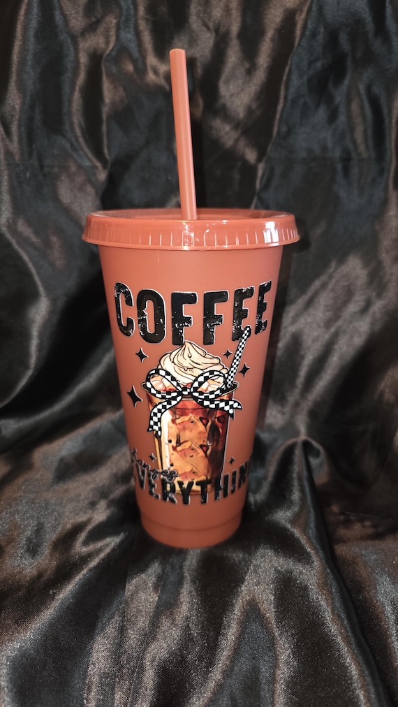 Coffee Changes Everything Acrylic cup with UVDTF Sticker