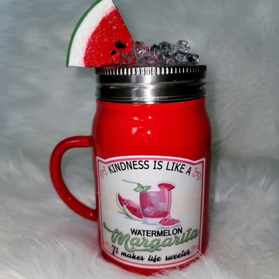 17 oz Mason Jar - Kindness Watermelon Margarita with Iced Topper