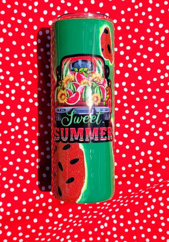Sweet Summer Watermelon Truck Glitter 20 oz Tumbler
