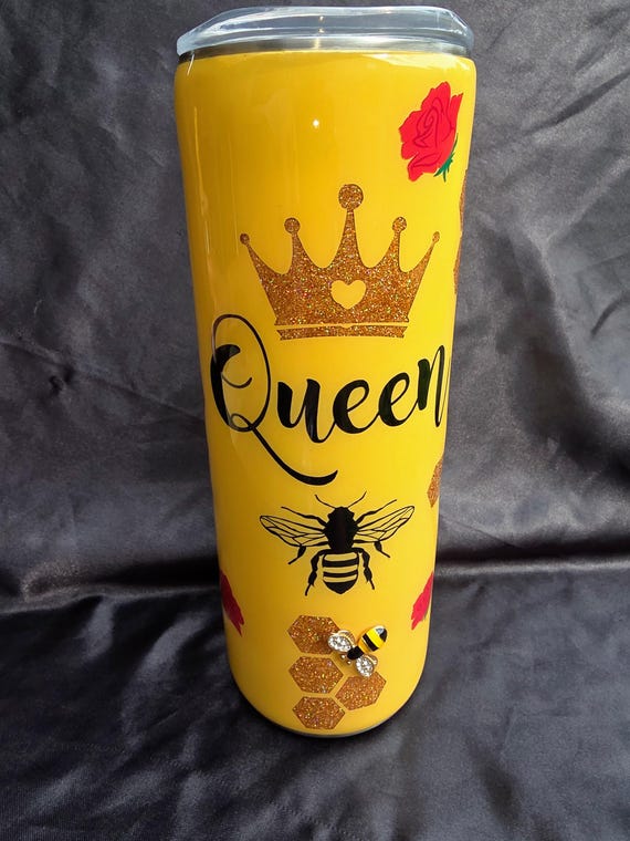3D Queen Bee 20 oz Stainless Steel Tumbler w Glitter