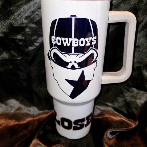 Win or Lose Cowboys 40 oz stainless steel tumbler - Texas + Skull