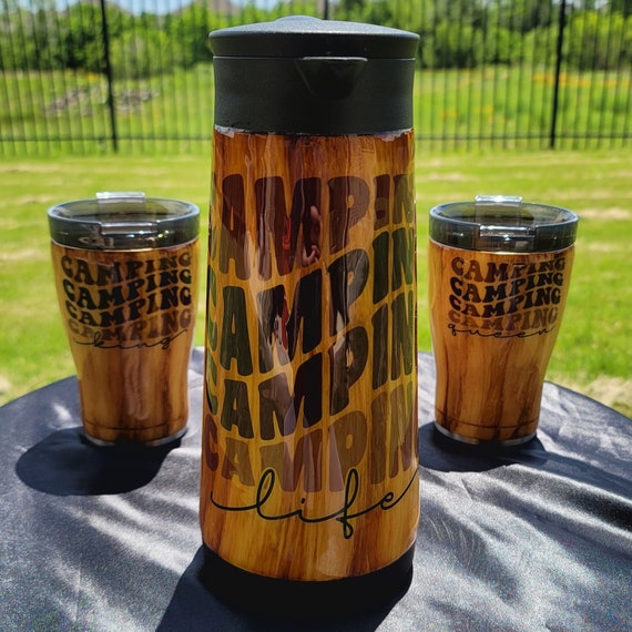 Camping Life - Queen and King Coffee Set Stainless Steel Hot Pot with His and Hers Tumblers