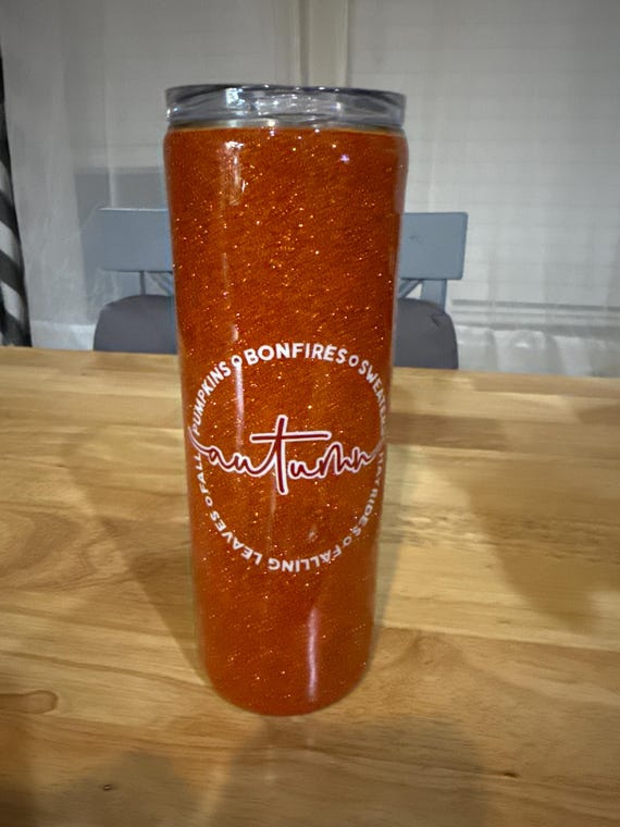20 oz Skinny Autumn Glitter Tumbler
