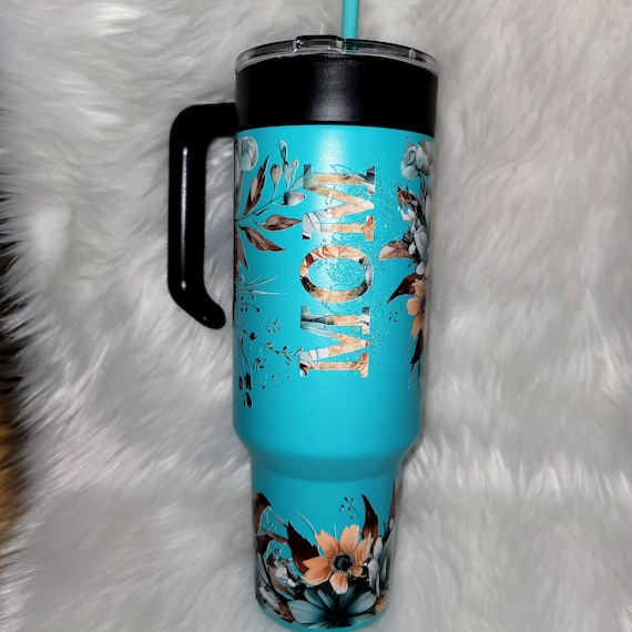 40 oz Floral Mom Stainless Steel Tumbler with Interchangeable Handle - two variations
