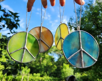 Small peace sign, stained glass sun catcher