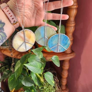 Small peace sign, stained glass sun catcher