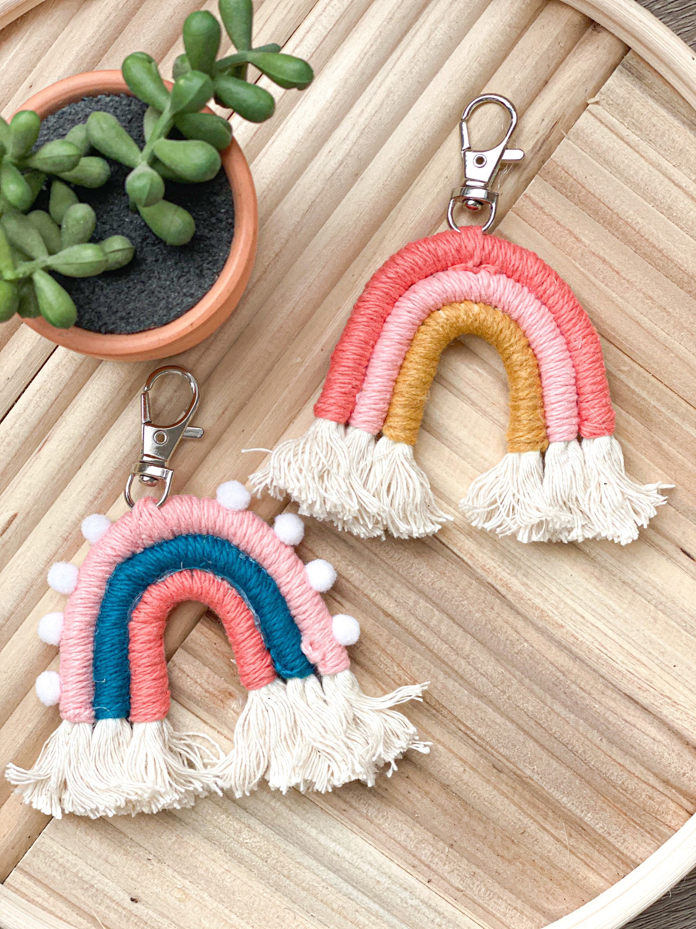 Rainbow Macrame Keychain / Rainbow Keychain / Accessories / Etsy