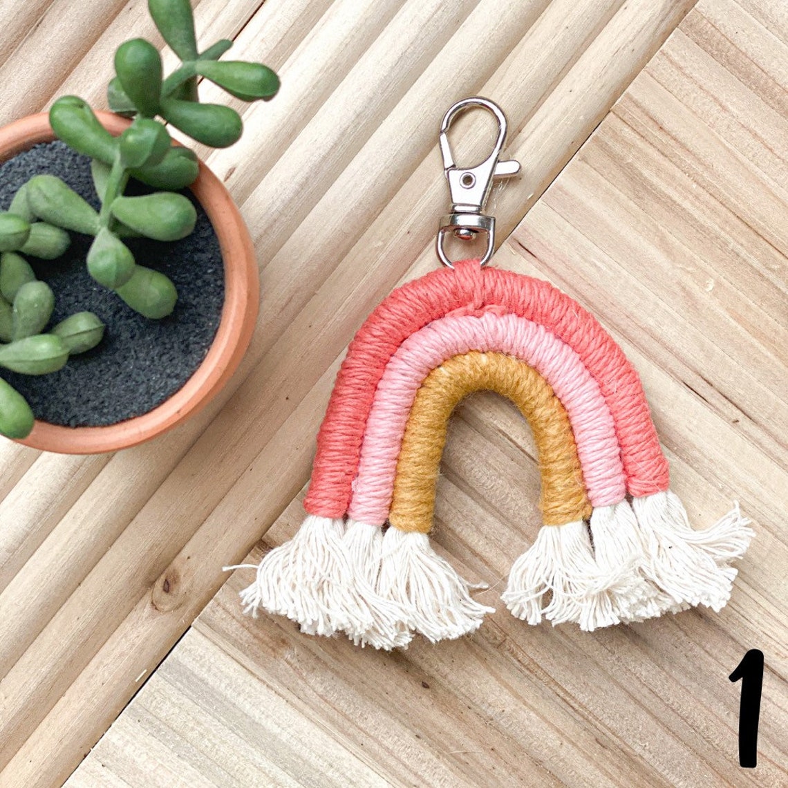 Rainbow Macrame Keychain / Rainbow Keychain / Accessories / Etsy