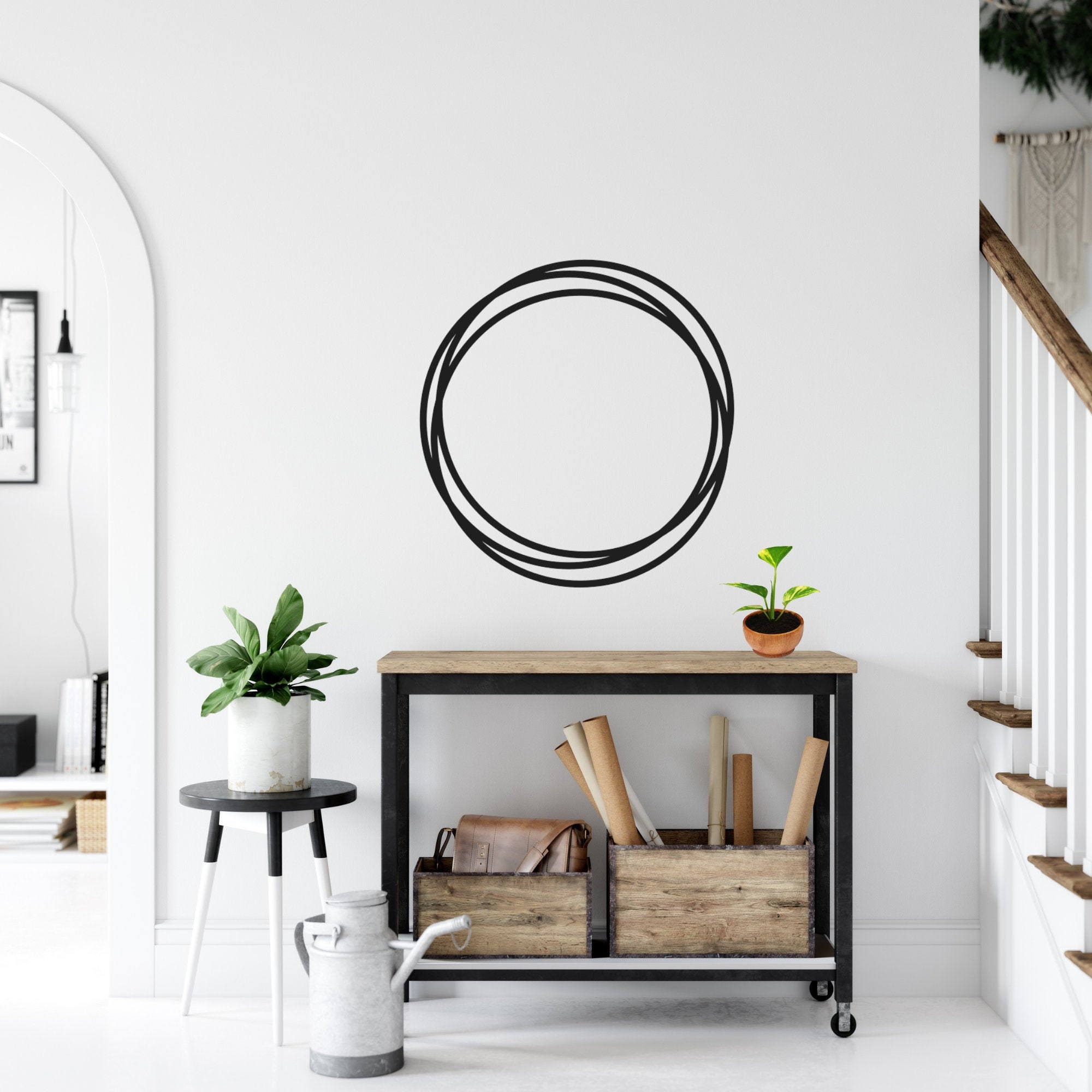 Interlocking Circles Wall Decor Large Wall Art Metal Wall Etsy