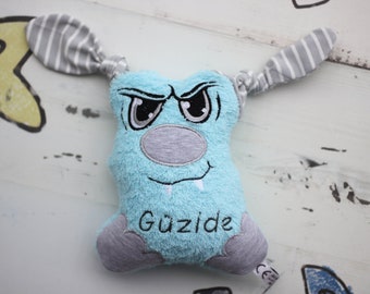 Monster Güzide, light blue/light turquoise, cuddly toy, cuddly monster, cuddly toy with name, personalized