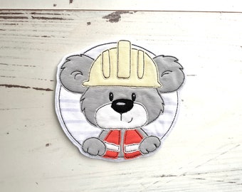 Application construction worker bear, appli, patch, patch, button, bear