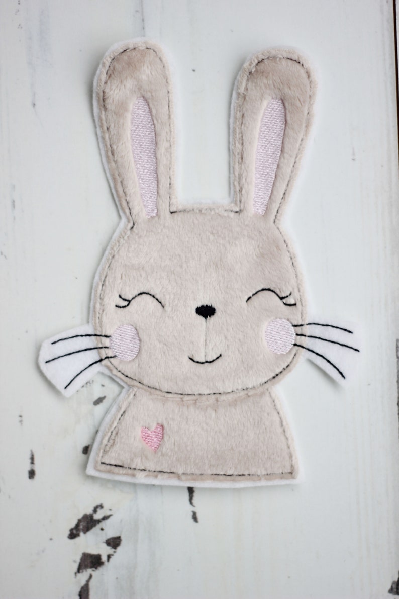 Applikation, Aufnäher, Patch, Hase,beige-rosa 画像 1