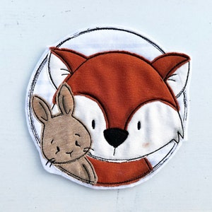 Application Fuchs with rabbit, application, button, patch, fox, embroidery cloud