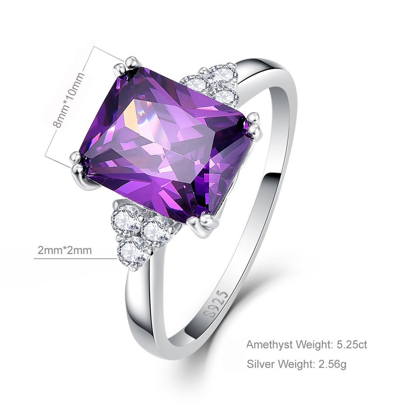 Sterling Silver Solidrate Accent Amethyst Ring Valentine Day Amethyst Vintage Promise Ring Cubic Zirconia Ring February Birthstone