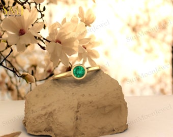 Irthstone Rings, Emerald Rings, 14K Gold Birthstone Rings, Birthstone Jewelry, 14K Emerald Rings