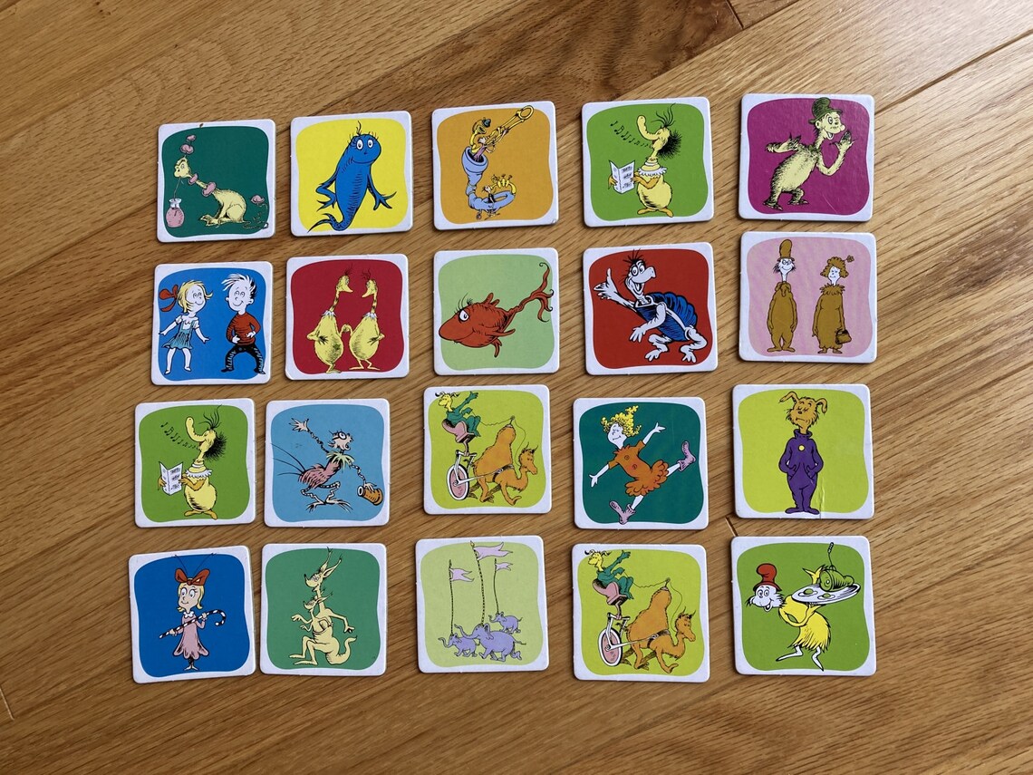 Set of 11 Dr. Seuss Ephemera Cards Game Pieces Memory Game | Etsy