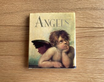 Vintage 1993 Angels Mini Book With Dust Jacket Art Illustrations Paintings Inspirational Sayings Bible Verses Cute Gift Ephemera Cherub