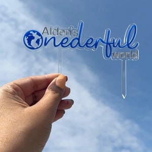 ONEderful World Personalized Acrylic Cake Topper, Birthday Cake Topper, ONEderful World, Cake Topper, Acrylic Cake Topper