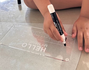 Gepersonaliseerd acrylbord voor namen, droog uitwisbare letters, oefenen met letters, schrijfbord, leerbord, leerbundel