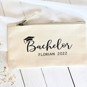 Bachelor Abschluss Geschenk, Kosmetiktasche Mäppchen mit Namen personalisiert, Geldgeschenk