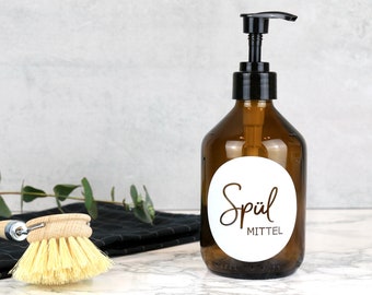 Soap dispenser dishwashing liquid hand soap made of brown glass, sustainable, refillable