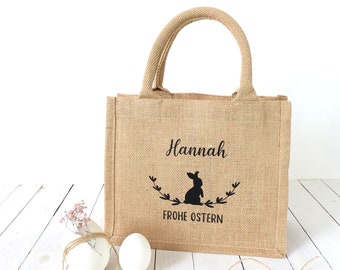 Personalisierte Ostertasche, Osterkorb, Jutetasche Ostern für Kinder, Osternest, Ostergeschenk, Mädchen, Junge, Osterhase, Osterdeko