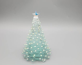 Handcrafted Glass Tree with Crystal AB Accents/Ornaments and Crystal Star | Holiday Tree| Christmas Tree| Celebration Tree|