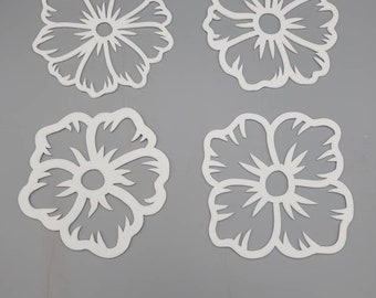 Hibiscus Flower 4 pack | Ceramic Fiber Paper High Temperature |Binderless | Kiln Carving | Glass Fusing|Thickness 1/16 or 1/8"