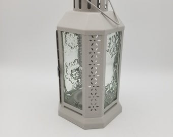Outdoor Deck Lantern Light Themed Snowflake LED Candleholder Holiday Memorial Centerpiece The Angel Custom Handmade Glass Lantern