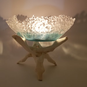 Ocean Wave Candleholder | Glass Art| Water Beach Sea Themed Table Decor Display Art | Aqua Turquoise | Home Wedding Best Friend Gift Idea