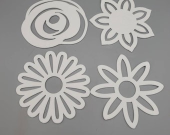 Intricately Cut Fiber Ceramic Fiber Paper Flower 4 pack | High Temperature |Binderless | Kiln Carving | Glass Fusing|Thickness 1/16 or 1/8"