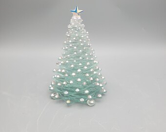 Handcrafted Glass Tree with Champagne Crystal AB Accents/Ornaments and Crystal Star | Holiday Tree| Christmas Tree| Celebration Tree|