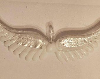 Adorno de alas de ángel de vidrio soplado hecho a mano