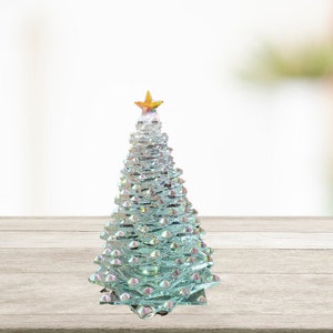 Handcrafted Glass Tree with Crystal AB Accents/Ornaments and Crystal Star | Holiday Tree| Christmas Tree| Celebration Tree|