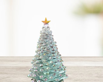 Handcrafted Glass Tree with Crystal AB Accents/Ornaments and Crystal Star | Holiday Tree| Christmas Tree| Celebration Tree|