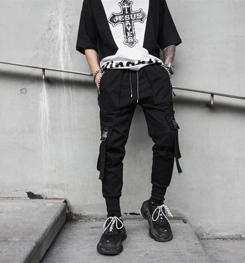 Techwear Cargo Pants Men Y2k Gothic Cyber goth clothing | Etsy