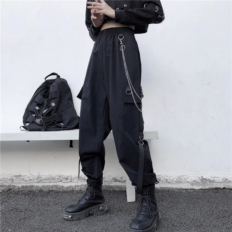 Gothic Cargo Pants Women Techwear Y2k Cyber goth clothing | Etsy