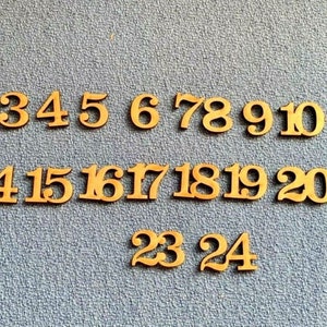 Wooden MDF Clarendon Font  Advent Calendar numbers 1.5cm, 2cm,2.5cm,3cm and 4cm