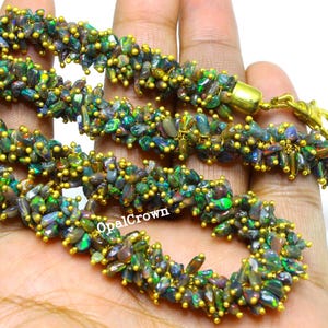Bracciale e collana in opale di fuoco grezzo, splendido e naturale, con opale di fuoco grezzo, lunghezza 16 pollici.