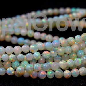 Natural Ethiopian Welo Fire Opal 3 To 4 mm Round Beads / October Birthstone / Smooth Opal Round Beads / Welo Opal Beads / Jewelry Making