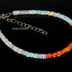 Orange Opal Gemstone , Fire Opal Bracelet, 1 Strand Opal Bracelet, Opal Beaded Bracelet, Opal Beads Bracelet, Handmade Gifted Opal Jewelry