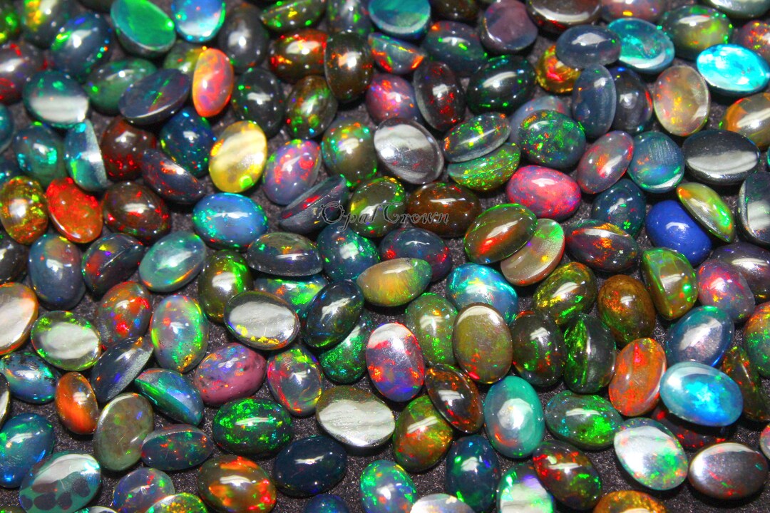 4X6 TO 7 X 5 Mm, Natural Black Ethiopian Fire Opal/black Opal/welo Fire