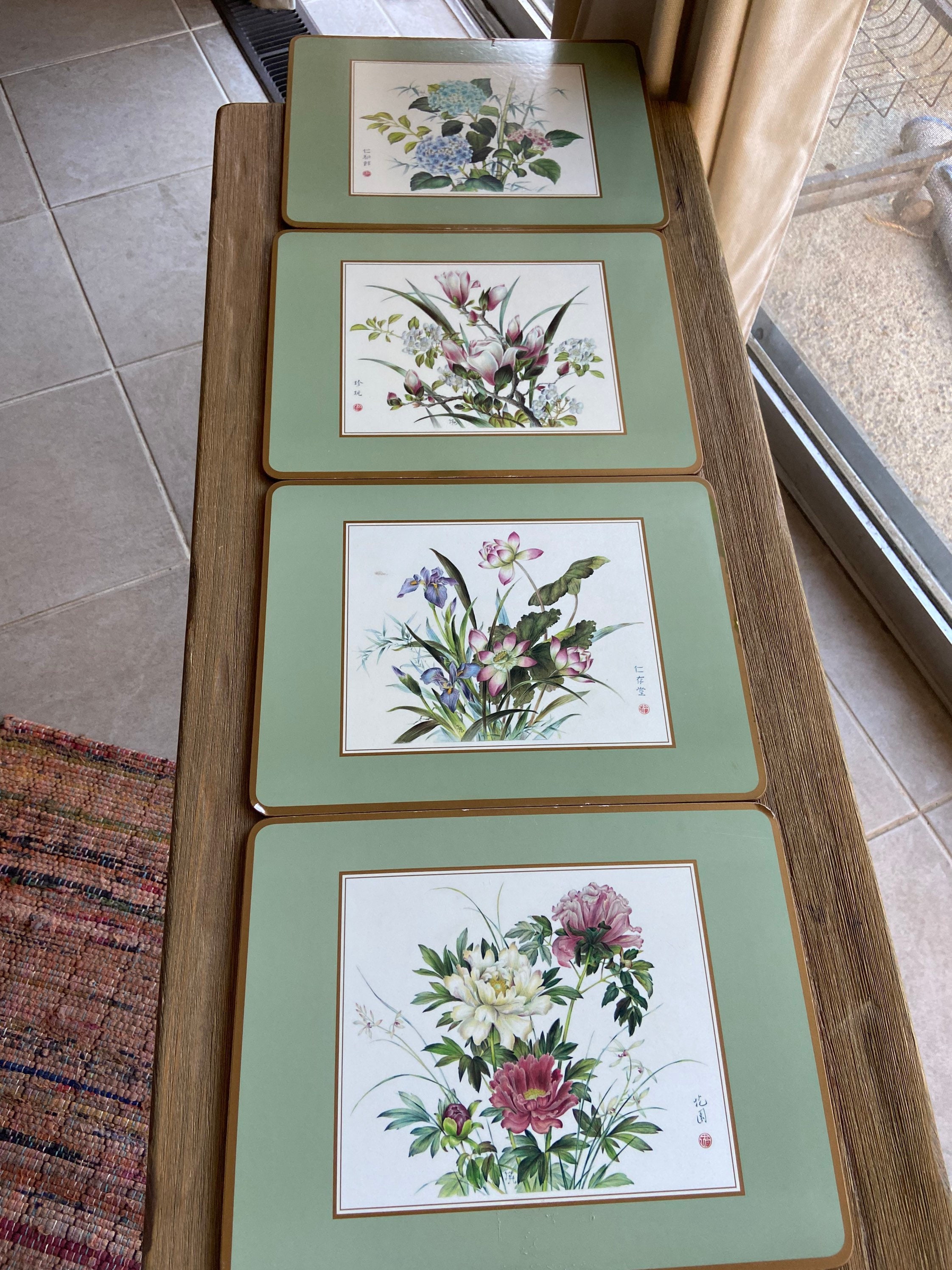 Vintage Pimpernel Asian Flowers Placemats Etsy