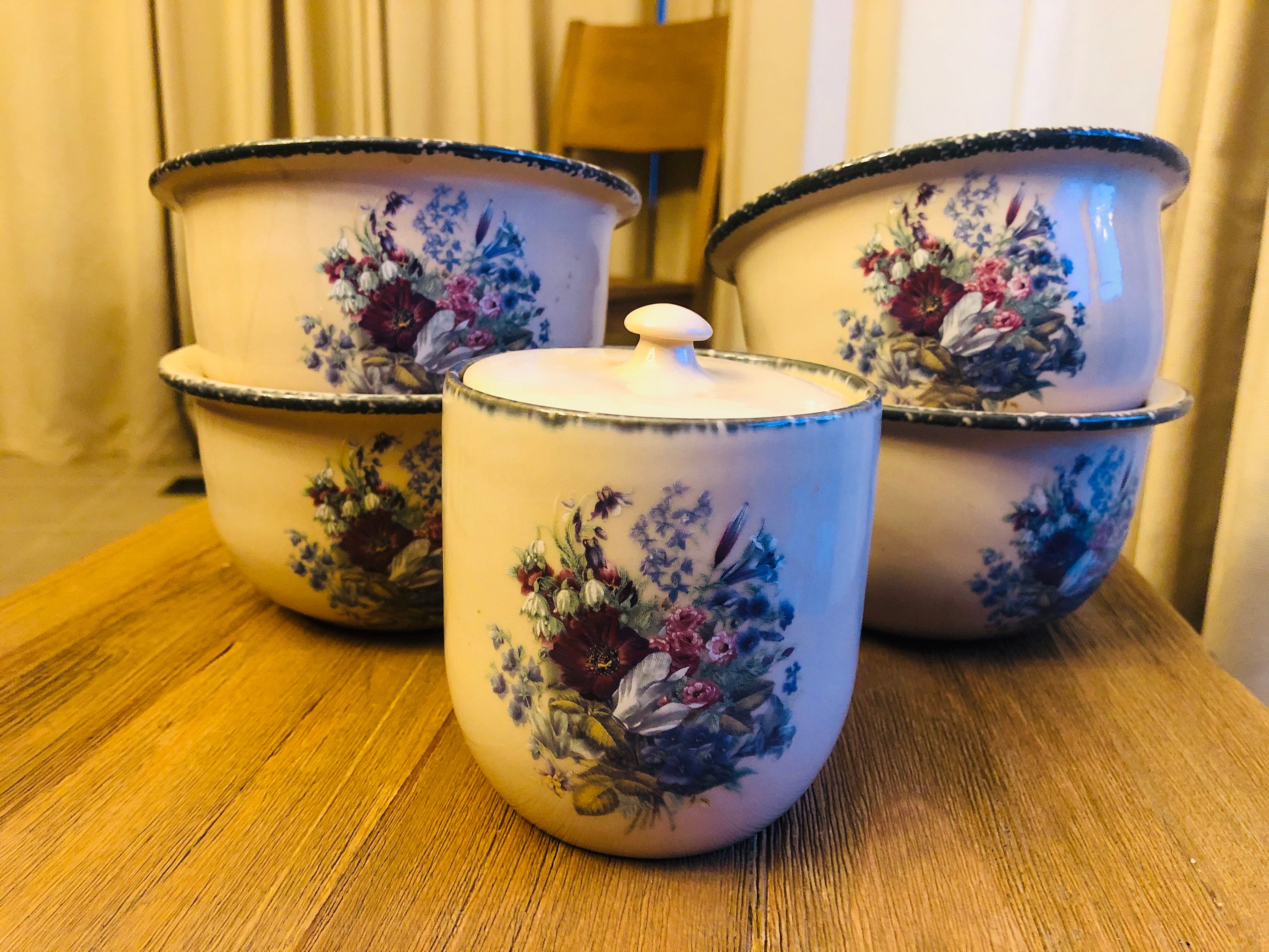 Vintage bowls and sugar bowl Etsy