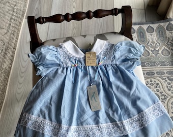 Vintage Baby girl light blue dress with tags
