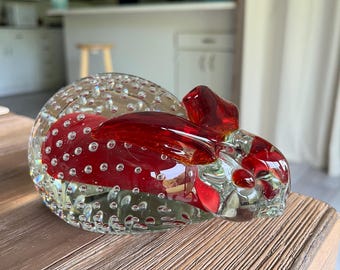 Vintage Murano style Bullicante Bunny Paperweight