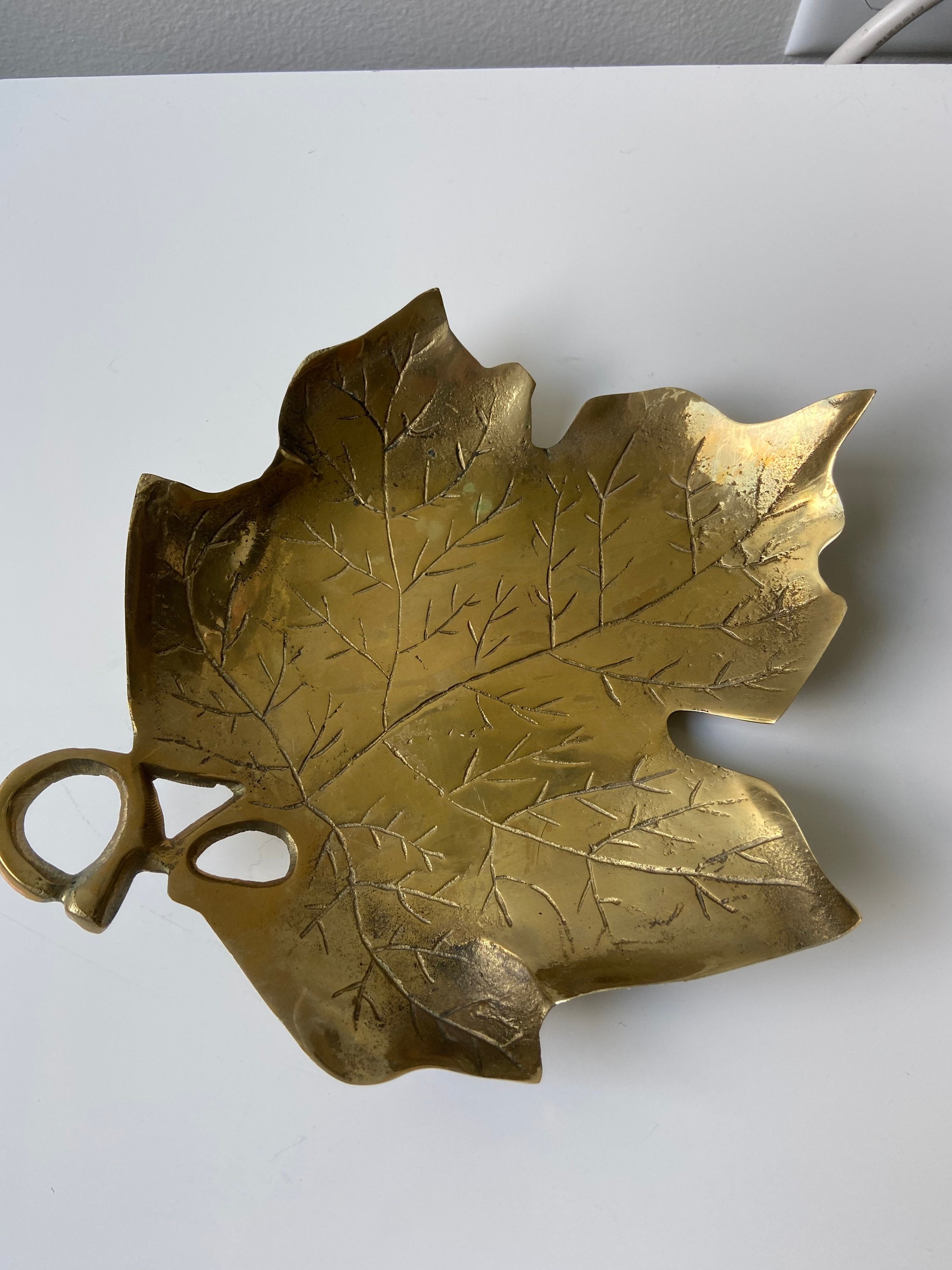 Vintage Brass Leaf Dish Etsy