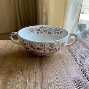 Vintage Wedgwood Windermere brown transfer ware soup bowl