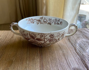 Vintage Wedgwood Windermere brown transfer ware soup bowl